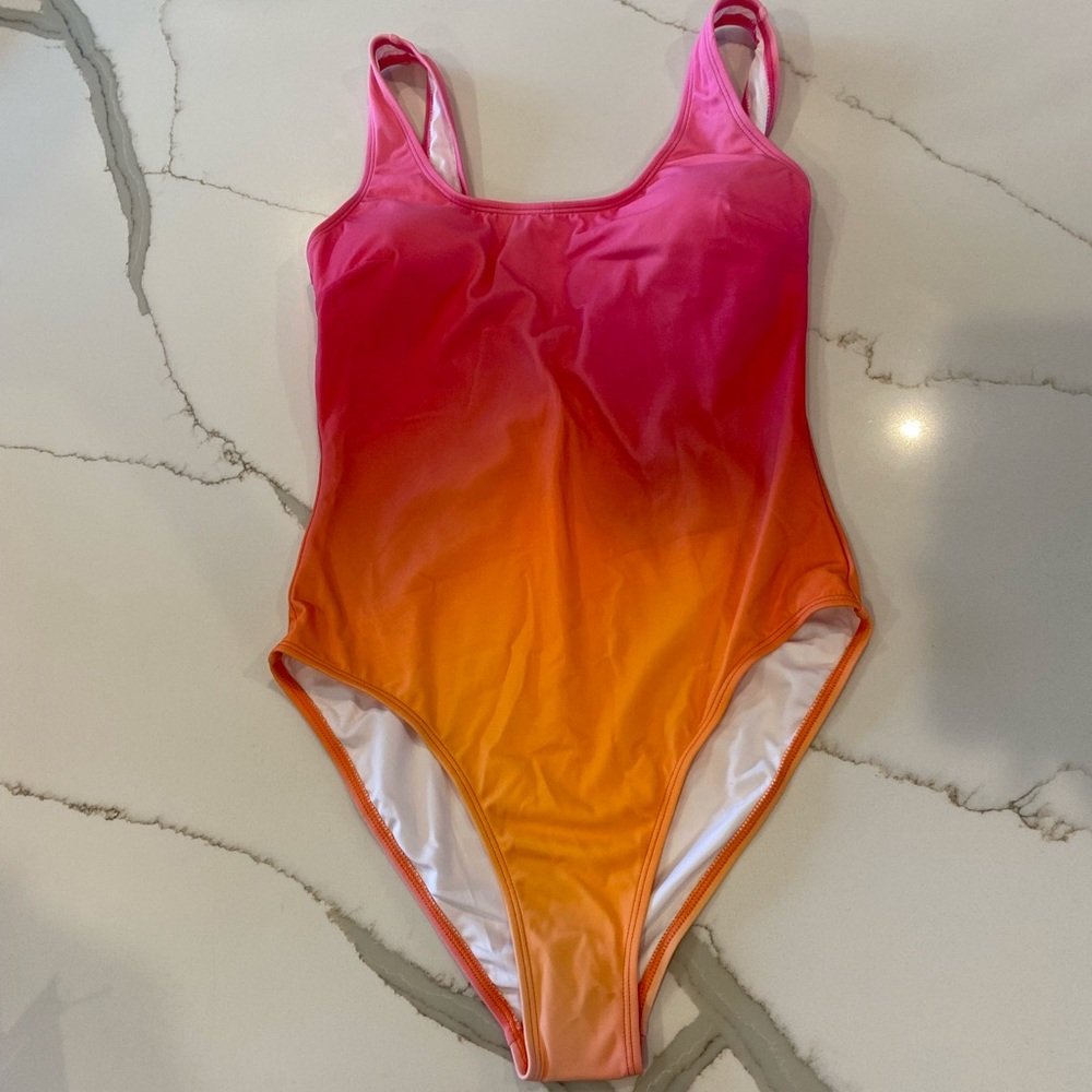 Pink + Orange Cupshe Ombré Swim Suit